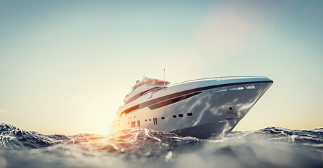 Fototapeta Luxury motor yacht on the ocean obraz