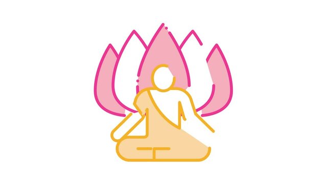 Shaman of Meditation Icon Animation. color Shaman of Meditation animated icon on white background