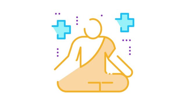 Yoga Men for Healing Icon Animation. color Yoga Men for Healing animated icon on white background