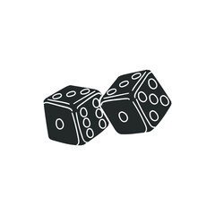 Dices Icon Silhouette Illustration. Game Luck Vector Graphic Pictogram Symbol Clip Art. Doodle Sketch Black Sign.