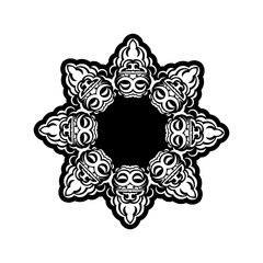 Vintage mandala logo round ornament. Isolated element for design and coloring on a white background.