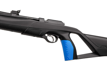 Modern air rifle. Pneumatic weapons for sports and hunting. Pneumatic rifle . Isolate on a white...