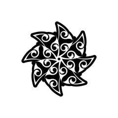 Indian mandala logo. black and white logo. Isolated element for design and coloring on a white background.