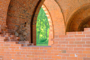 Brick wall with old masonry.