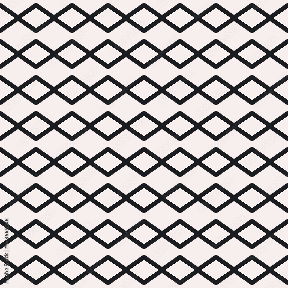 Poster connected rhombs pattern. vector black empty rhombs and white background.