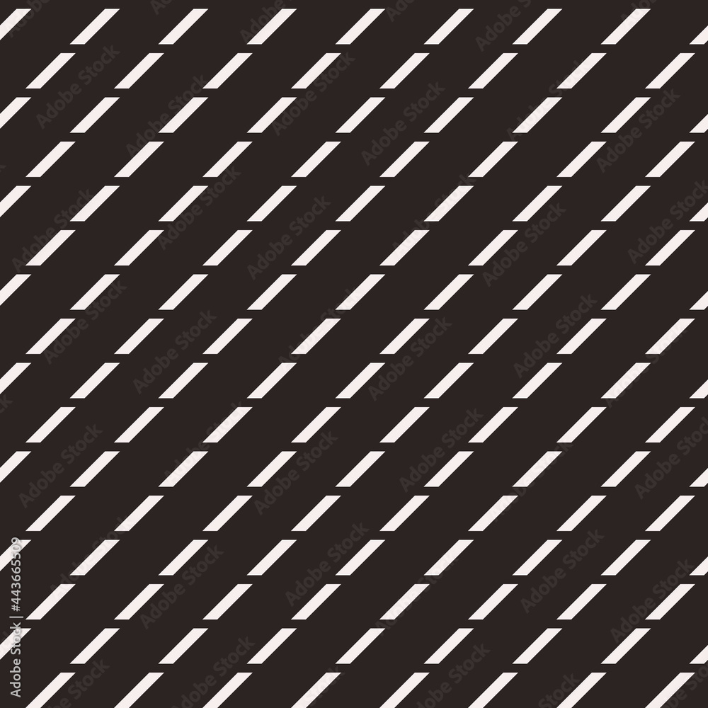 Poster diagonal white dashed lines and black background. vector repeated diagonal stripes wallpaper.