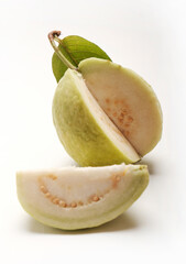 fresh guava fruit (tropical fruit) with slice isolated on white background.