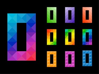 Set of colorful Number 0 or letter O 3d art design. Good for web, app, or project element. Vector illustration.