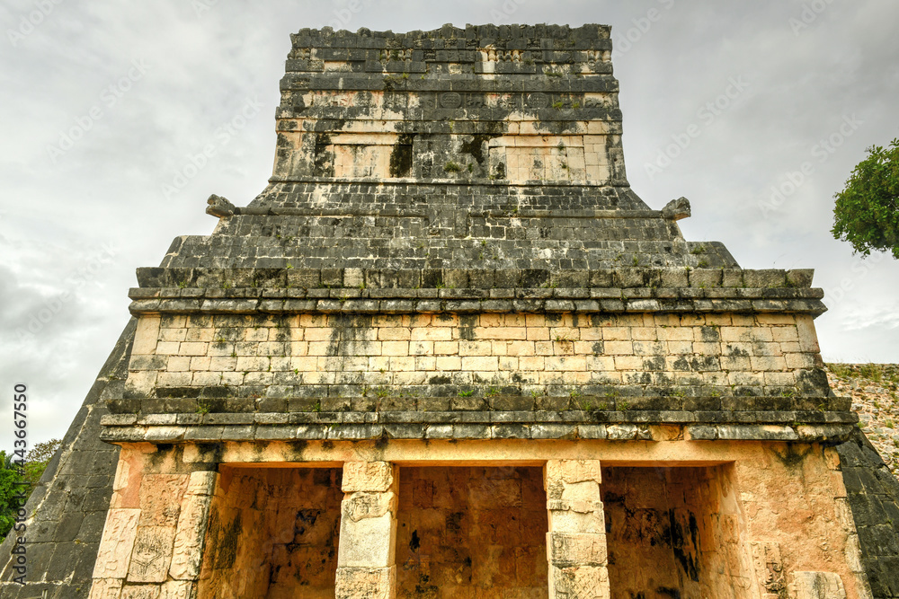 Sticker platform of eagles and jaguars - chichen itza, mexico