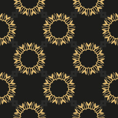 Chinese black and yellow abstract seamless vector background. Wallpaper in a vintage style template. Indian floral element. Ornament for wallpaper, fabric, packaging, packaging.
