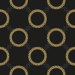 Wallpaper in a vintage style template. Indian floral element. Graphic ornament for wallpaper, fabric, packaging, wrapping. Chinese black and yellow abstract floral ornament.