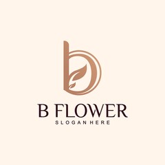 Set creative b letter flower logo template in sumptuous colors b flower