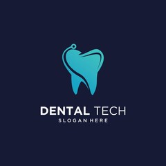 Dental technology logo dental technology logo design concept vector, dental logo design template with luxurious gradient color