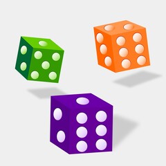 Color dices with shadow in white background 