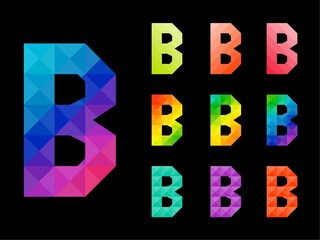 Abstract colorful letter B 3D icon logo set. Suitable for corporate, printing use or app identity design isolated on black background.