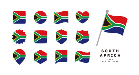 Naklejka premium South African flag icon set vector illustration