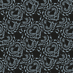 Wallpaper in a vintage style template. Indian floral element. Graphic ornament for wallpaper, fabric, packaging, wrapping. Chinese blue and black abstract floral ornament.