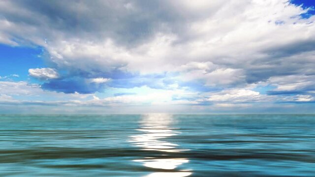 Ocean Landscape Amazing Cloudy Sky Motion Background. Time lapse of a cloudy sky with reflection on the ocean. Motion background