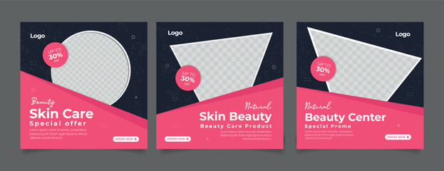 Beauty Center Makeup Social media post Banner Square Flyer Template Design