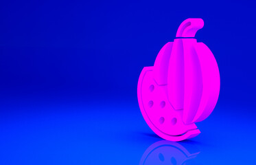 Pink Watermelon icon isolated on blue background. Minimalism concept. 3d illustration 3D render