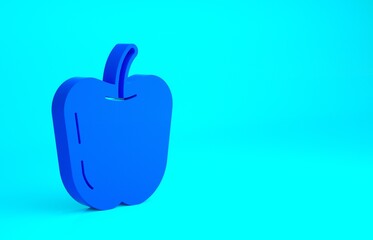 Blue Apple icon isolated on blue background. Fruit with leaf symbol. Minimalism concept. 3d illustration 3D render