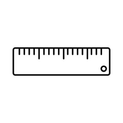 School ruler, drawing tool, simple linear icon isolated on white background. Stationery for school, office. Back to school. Vector illustration