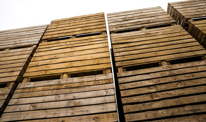 folded empty wooden boxes