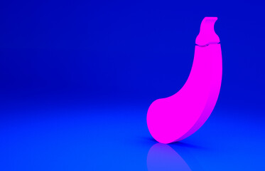 Pink Eggplant icon isolated on blue background. Minimalism concept. 3d illustration 3D render