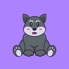 Cute fox is sitting. Animal cartoon concept isolated. Can used for t-shirt, greeting card, invitation card or mascot. Flat Cartoon Style