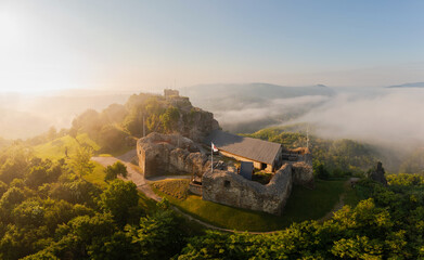 Castle of sirok in Matra Mountains Hungary. Amazing historical fort was built in 12 th century....