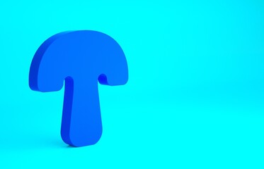 Blue Mushroom icon isolated on blue background. Minimalism concept. 3d illustration 3D render