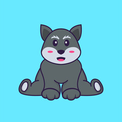 Cute fox is sitting. Animal cartoon concept isolated. Can used for t-shirt, greeting card, invitation card or mascot. Flat Cartoon Style