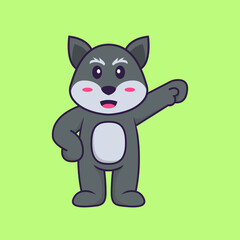 Cute fox hero. Animal cartoon concept isolated. Can used for t-shirt, greeting card, invitation card or mascot. Flat Cartoon Style