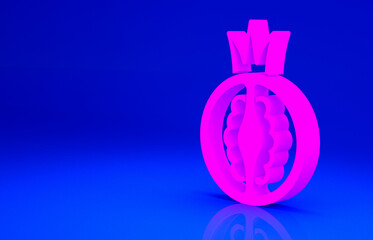 Pink Tomato icon isolated on blue background. Minimalism concept. 3d illustration 3D render