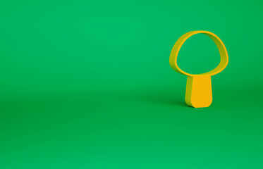 Orange Mushroom icon isolated on green background. Minimalism concept. 3d illustration 3D render