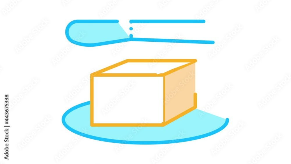 Canvas Prints whole piece of butter and knife icon animation. color whole piece of butter and knife animated icon 