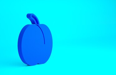 Blue Plum fruit icon isolated on blue background. Minimalism concept. 3d illustration 3D render