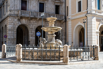 rieti fountain in piazza vittorio emanuele II - obrazy, fototapety, plakaty
