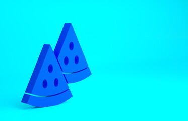 Blue Watermelon icon isolated on blue background. Minimalism concept. 3d illustration 3D render