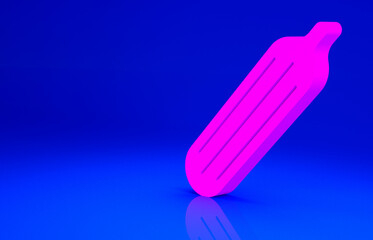 Pink Fresh cucumber icon isolated on blue background. Minimalism concept. 3d illustration 3D render