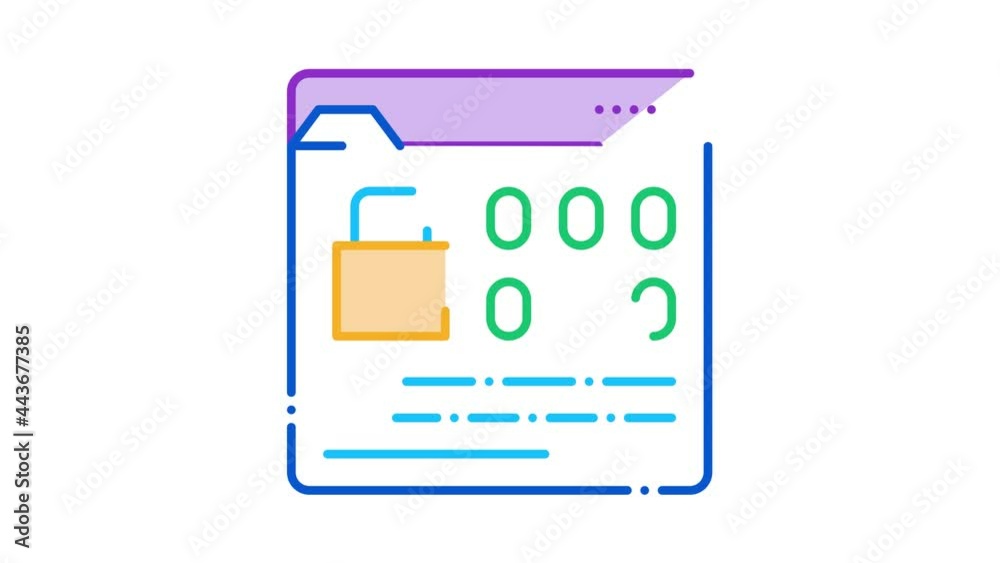 Aufkleber binary code protection icon animation. color binary code protection animated icon on white backgroun