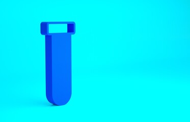 Blue Test tube and flask chemical laboratory test icon isolated on blue background. Laboratory glassware sign. Minimalism concept. 3d illustration 3D render