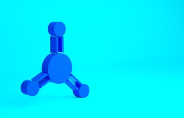 Blue Molecule icon isolated on blue background. Structure of molecules in chemistry, science teachers innovative educational poster. Minimalism concept. 3d illustration 3D render