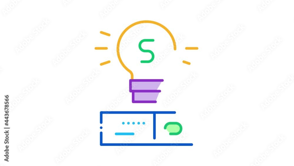 Poster savvy data storage solution icon animation. color savvy data storage solution animated icon on white