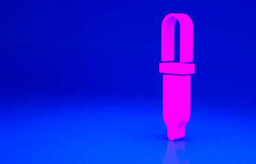 Pink Pipette icon isolated on blue background. Element of medical, chemistry lab equipment. Medicine symbol. Minimalism concept. 3d illustration 3D render