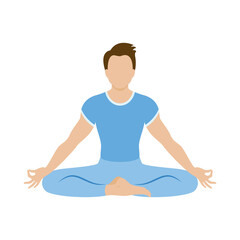 Obraz na płótnie Canvas Man in yoga position icon vector. Meditating man vector. Young man in sitting yoga lotus pose icon isolated on a white background