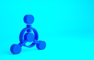 Blue Molecule icon isolated on blue background. Structure of molecules in chemistry, science teachers innovative educational poster. Minimalism concept. 3d illustration 3D render