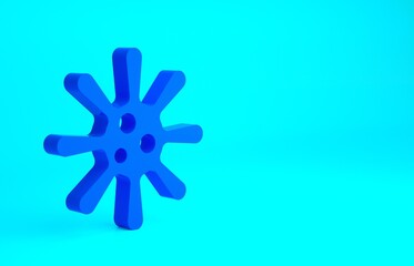 Obraz premium Blue Bacteria icon isolated on blue background. Bacteria and germs, microorganism disease causing, cell cancer, microbe, virus, fungi. Minimalism concept. 3d illustration 3D render