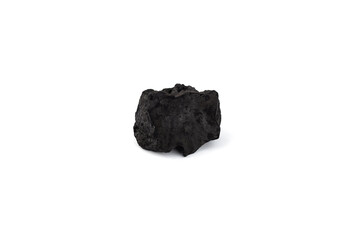 Natural wood charcoal isolated on white background. Pile of coal isolated on white background.