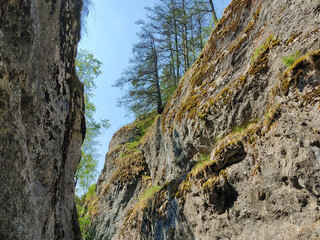 Steep rocks in canyon in daytime